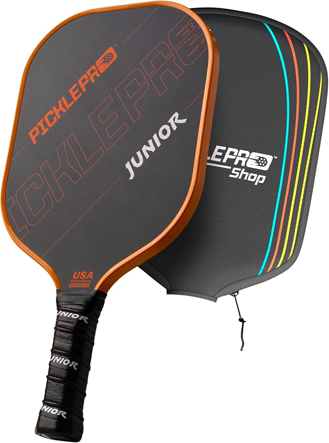PicklePro Pickleball Paddles with Cover – Lightweight Fiberglass Pickleball Paddle for Kids, Youth & Beginners, Cushioned Grip, 13mm Honeycomb Core, Indoor & Outdoor Racket, USAP Approved