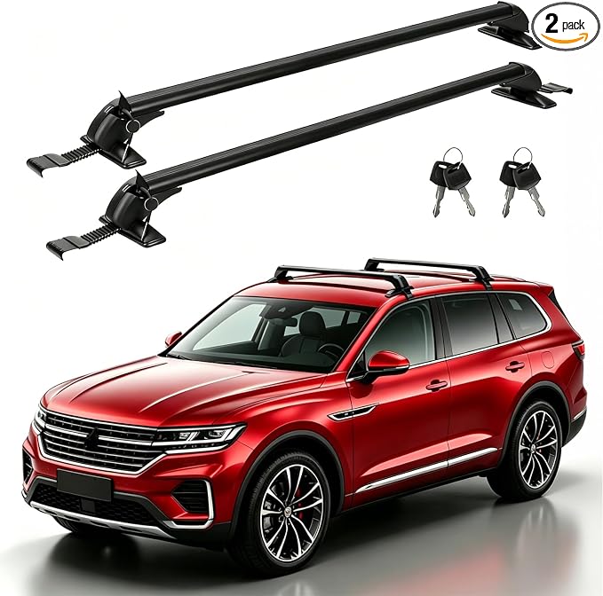 43" Universal Car Roof Rack, Adjustable Aluminum Roof Rack Cross Bars with Anti-Theft Lock for Most Vehicle Without Roof Side Rail, 42.51-44.88inch Between Rain Grooves,165LBS Loading Capacity