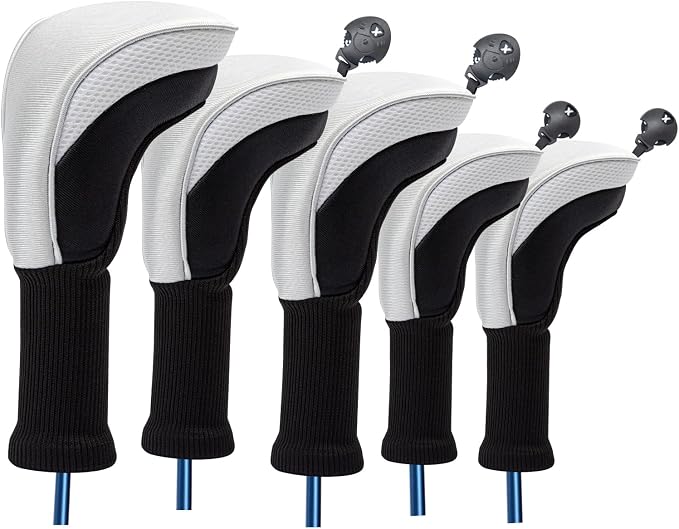 Wood Headcover Golf Club Covers Driver Headcovers Nylon Head Covers Designed to Fit All Woods - 3/4/5/6 Pack/Set Golf Accessories Suitable for Men and Women
