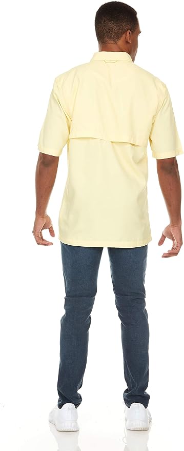Swiss Alps Mens Short Sleeve Button Down Sun Protection UPF 30+Shirt Quick Dry Cooling Fishing Shirts Casual Summer Tops