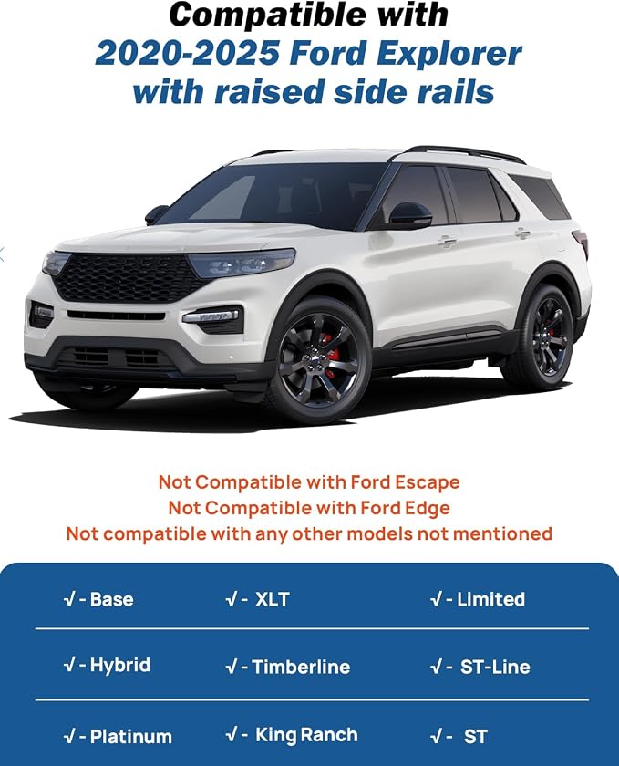 JOYTUTUS 300lbs Aluminum Lockable Roof Rack Cross Bars Compatible with Ford Explorer 2020-2026, Anti-Theft Crossbars for Rooftop Cargo Carrier, Kayak, Canoe, Bike, Snowboard & Luggage