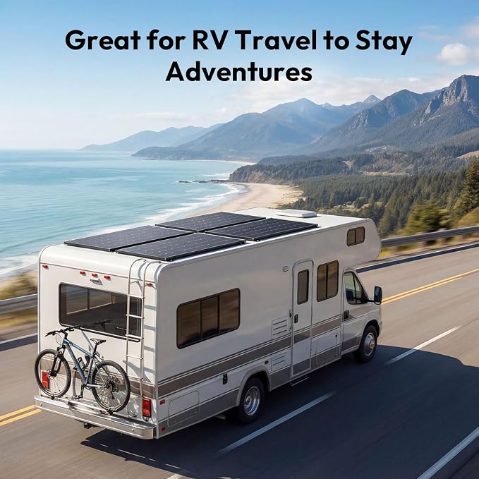 JJN Bifacial 200 Watt Solar Panel 12V 10BB Monocrystalline Solar Panels High Efficiency Solar Module for RV Home Battery Charging Farm Trailer Camper Marine Off Grid System Single Piece