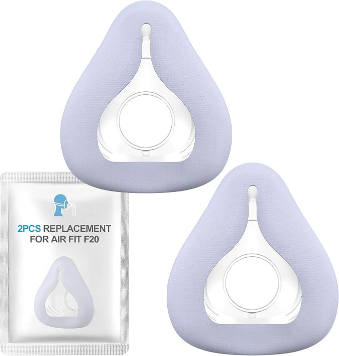 2 Packs Replacement F20 Fabric Mask Cushion (L) for AirFit F20 & Airtouch F20, Full Face Mask Wrapped by Breathable Fabric, F20 Cushion for CPAP Users, No Silicone Contact & Stuffiness (Purple,Large)