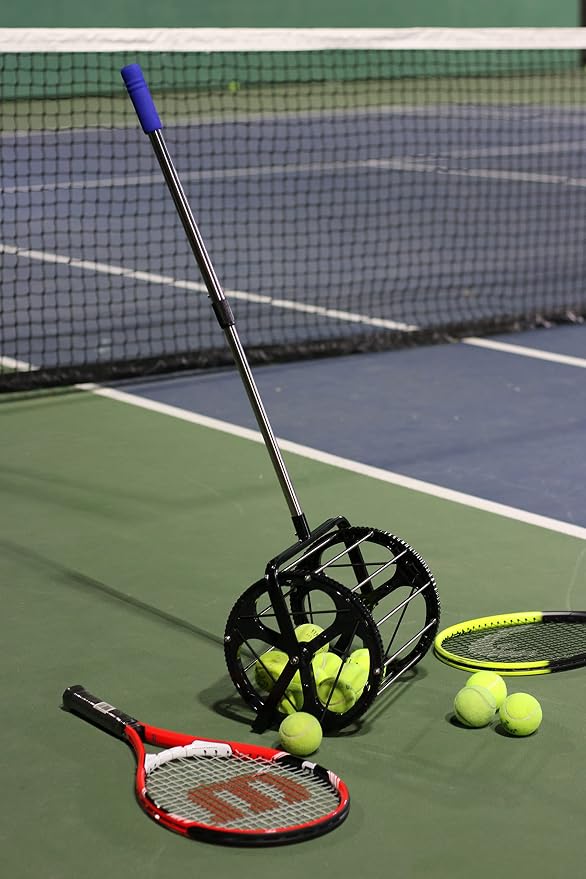 Tennis Ball Hopper for Tennis Coaches and Players, Schools and Clubs, Tennis Court Equipment/Accessory (55 Balls Capacity Wheel Roll-Over)