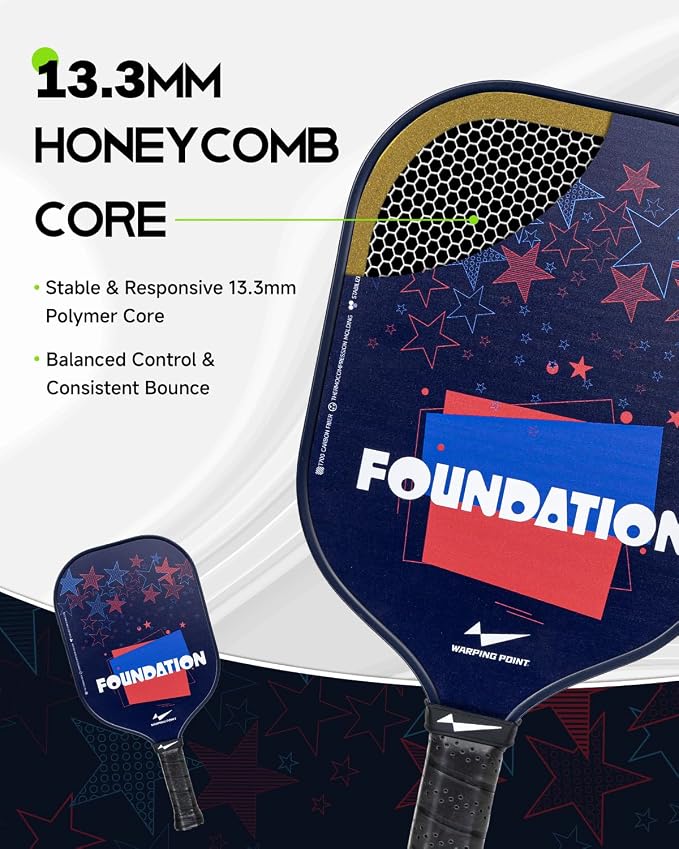 Warping Point Junior Pickleball Paddle – T700 Carbon Fiber Face, Lightweight Polymer Core, Designed for Kids 12 & Under and Teens 13+, Youth-Friendly Grip and Balanced Control