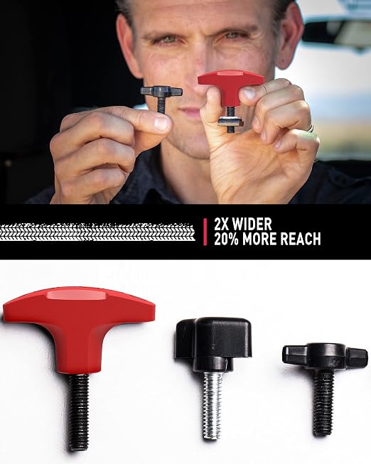 Quick-Release Tie Down GP Anchor/T-Handle Bolts Set, Tie Down Anchor for Fast Jeep Top Removal Lift, Heavy-Duty Tie Downs for Ford Bronco Models, Patented, No Screw Nuts, Red, 8 Packs - GPCA