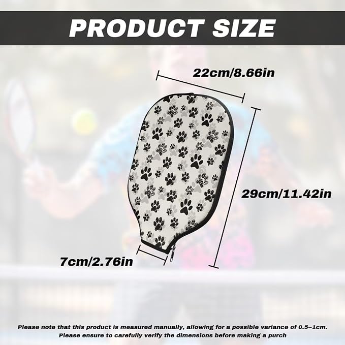 Pickleball Paddle Covers, Fits Standard Pickleball Racquets, Durable Zippered Paddle Cover Universal 8.6 x 11.4Inch