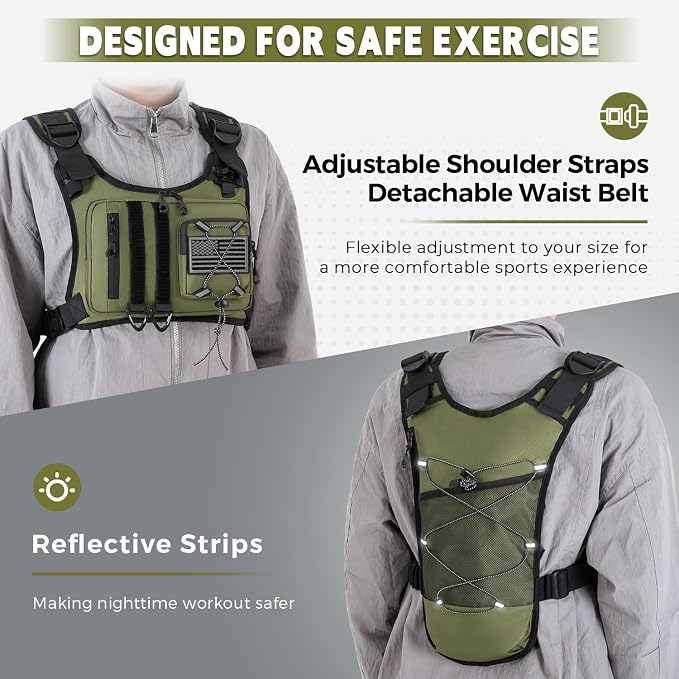Outdoor Hydration Vest for Running & Hiking, Lightweight Breathable Water Backpack with 2.0L Bladder, Bounce-Free Chest Pack for Marathon, Cycling, Trekking for Men and Women