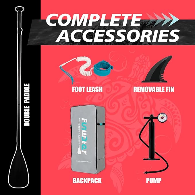 FunWater Inflatable Stand Up Paddle Board with Premium SUP Paddleboard Accessories, Anti-Slip EVA Deck, 11'6''/11'/10'6'' Paddle Boards for Adults & Youth of All Skill Levels