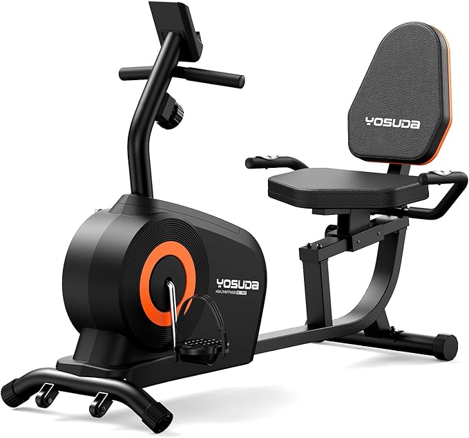 YOSUDA Recumbent Exercise Bike for Home，Magnetic Staionary Bike for Seniors/Adults with Adjustable Seat, 350LB Capacity, 16-level Resistance, LCD Monitor & Pulse Sensors