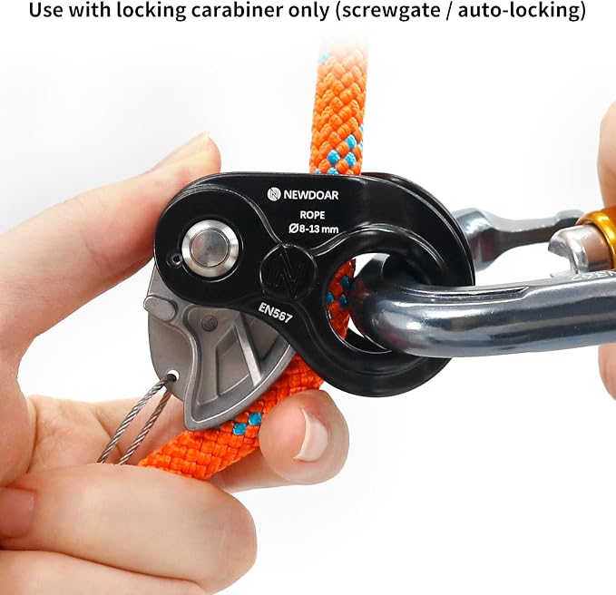 NewDoar Rope Grab Lightweight Rope Clamp Ascender Riser Adjuster Fits 8-13mm Rope Self-Locking Grip for Rock Climbing,Protection Rescue,Rappelling,Gear Equipment-Sharp Teeth