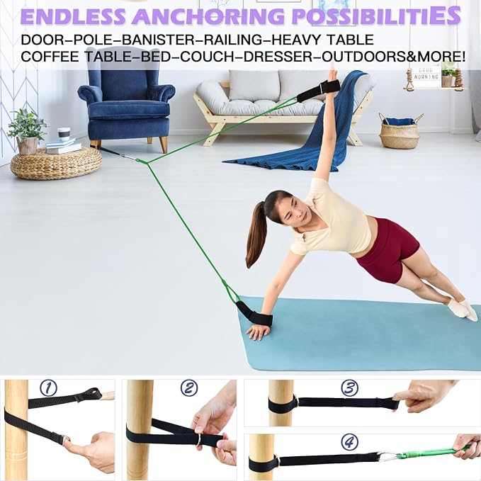 ATENTO Resistance Pilates System Reformer Style Pilates Lightweight Portable Pilates for Home Gym, 2 Pcs Resistance Bands,1 Door Anchor,1 Exercise Straps,1 Handle Straps