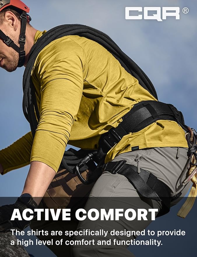 CQR Men's UPF 50+ Sun Protection Long Sleeve Quick Dry Athletic Shirts, Stretch Running Workout Hiking T-Shirts