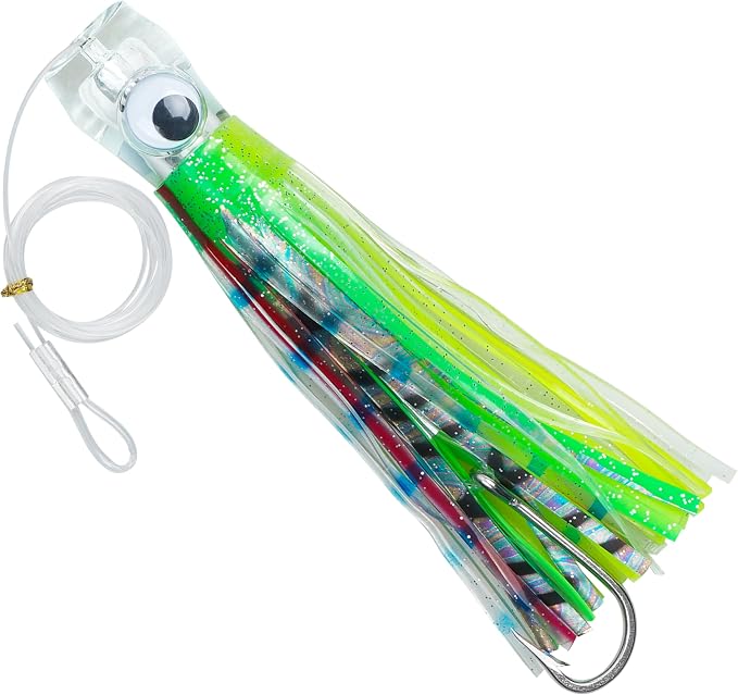 Trolling Lures Saltwater for Tuna Mahi Marlin Wahoo Dolphin Shark Offshore Trolling Baits with Squid Skirt Big Game Fishing Lures Deep Sea Squid Skirts Rig 6/9 inch