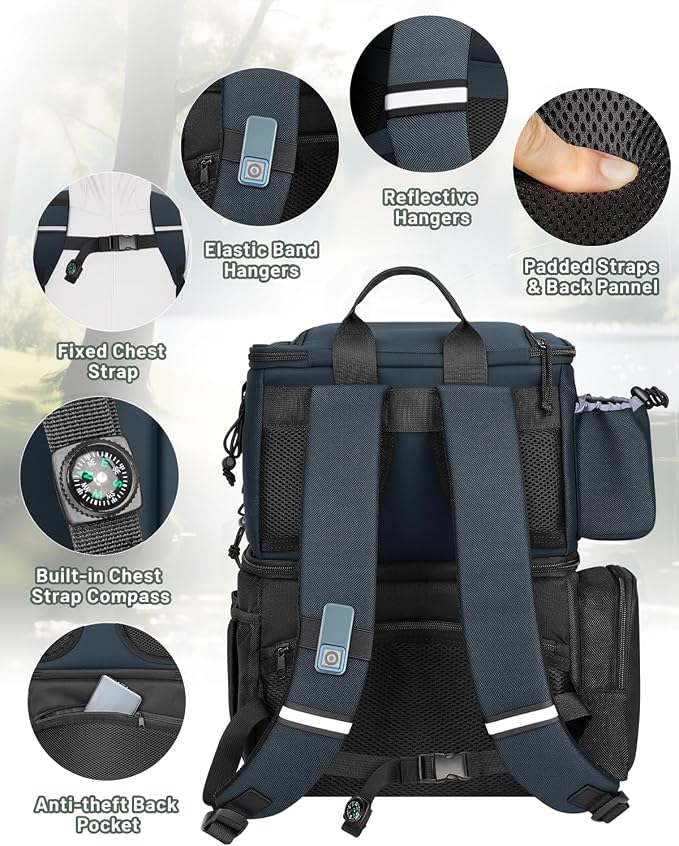 MATEIN Fishing Backpack with 4 Tackle Boxes, Fishing Bag with Rod Holder | 3600 Tackle Box 4 Pack, Water Resistant Tackle Backpack with Cooler Compartment, Safety Compass, Gifts for Fishermen