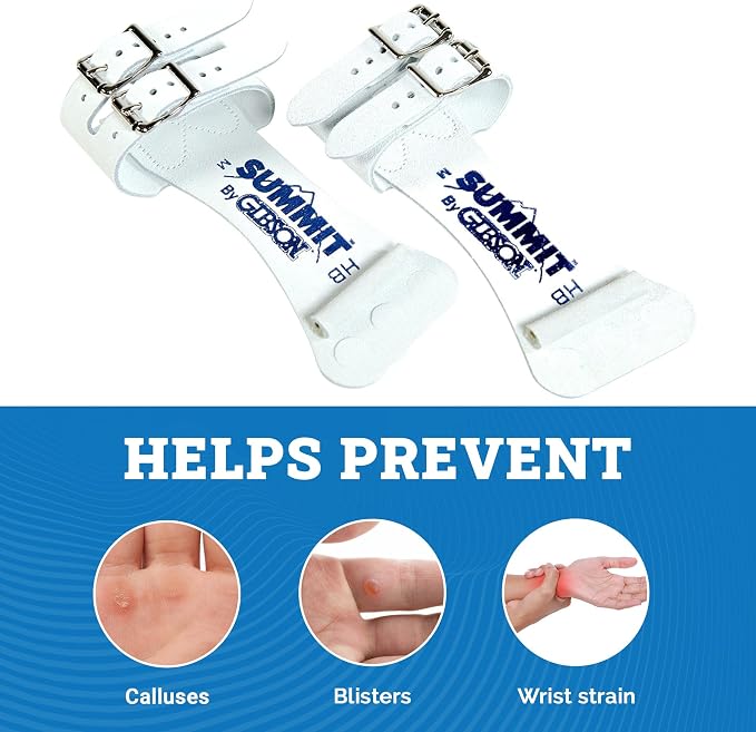 Gibson Athletic Summit High Bar Gymnastic Grips for Boys, Durable Leather Grip for Secure Grip, Hand Grips for Early Competitor Gymnasts, Gymnastics Grips for Boys - Made In USA