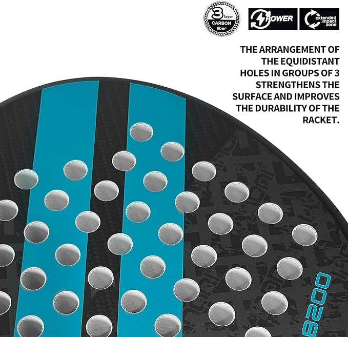 Padel Racket Carbon Fiber Surface with EVA Memory Flex Foam Core Lightweight Padel Racquet