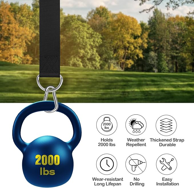 Adjustable Tree Swing Straps Hanging Kit (Set of 4) Hammock Straps for Trees - Great for Hammock Tree Straps and Tree Straps for Swing, Adjustable 6FT Supports 2000 lbs