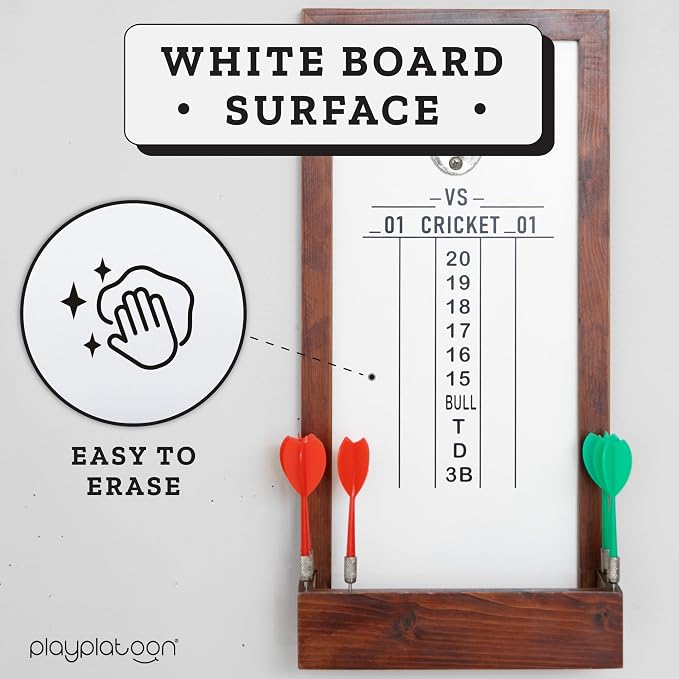 Play Platoon Dart Scoreboard & Darts Holder Wall Mount - Wood Score Board, Professional Darts Accessories, Dart Holder