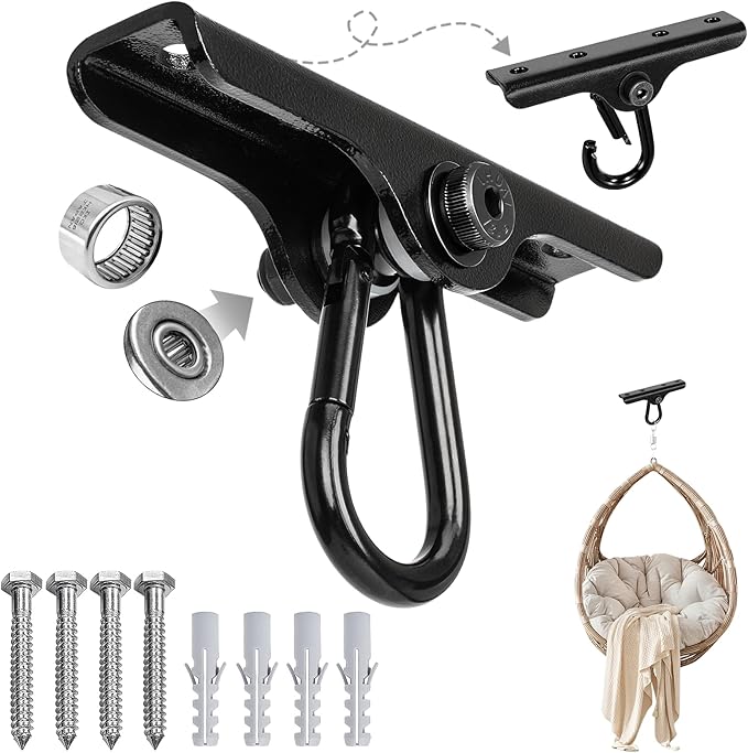 Heavy Punching Bag Hanger | Wall/Ceiling Mount Hook with 180° / 360° Rotation | Wood Beam Holder for Boxing, Weight Training, Aerial Yoga Swing & Hammock