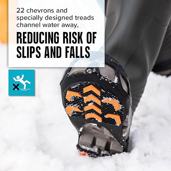 Due North GripPro Spikeless Footwear Traction Aids for Men and Women - for Ice and Snow - Lightweight Full-Foot Rubber Tread
