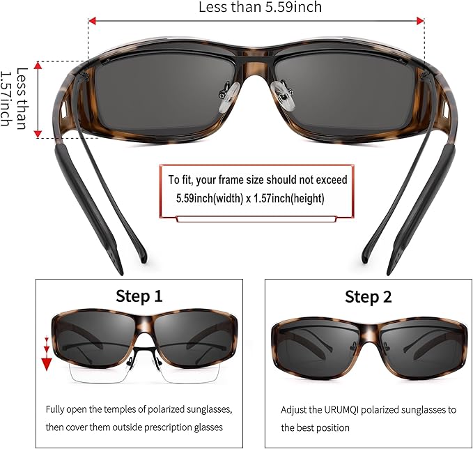 URUMQI Polarized Sunglasses Fit Over Glasses for Men Women, Wraparound Sun Glasses UV400 Protection for Driving Fishing