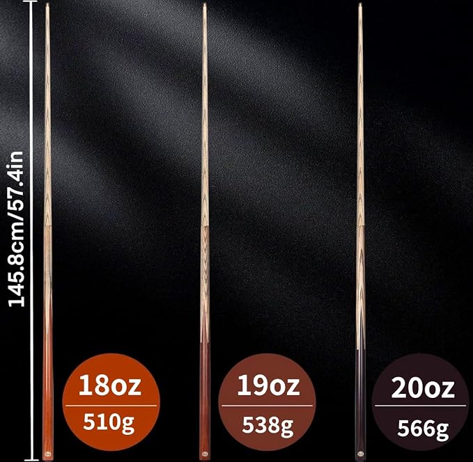 Kmise 57 inch Pool Cue, 19oz Cue Stick with 9.5mm Professional Tip, Handcraft, Made of Chacate Preto Wood, Bar or House Use for Men or Women, Pool Sticks for Adults