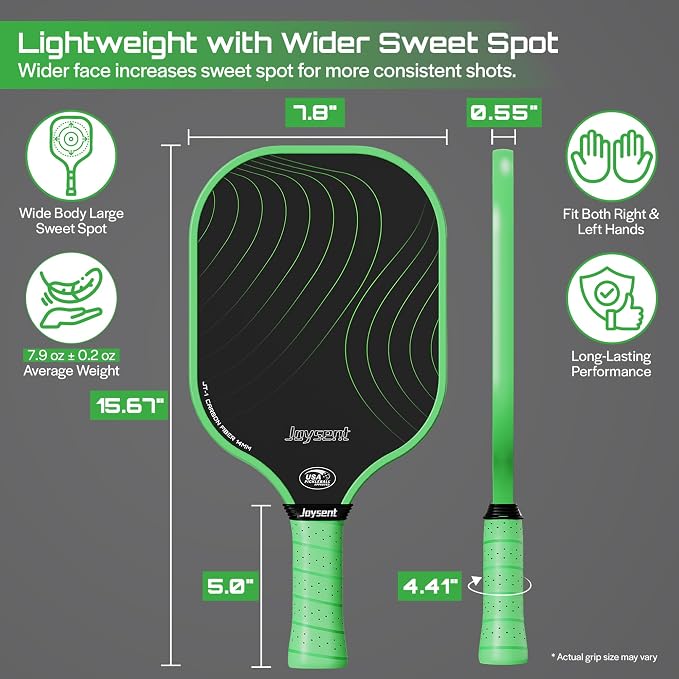 Pickleball Paddles Set, USAPA Approved Carbon Fiber Pickleball Set of 2 with Beginner Pickleball Rackets, Indoor Outdoor Pickle Balls for Adults Men Women, JT-1