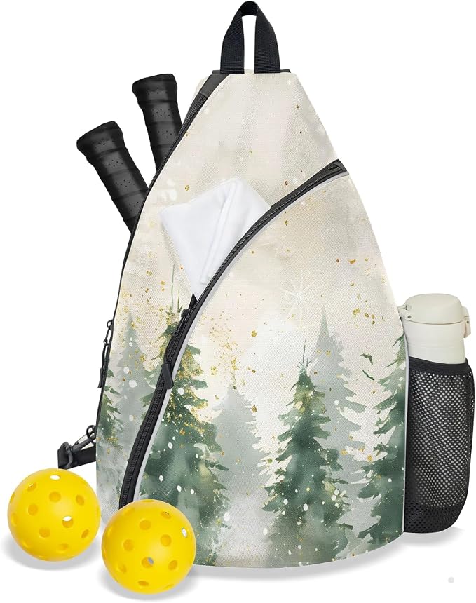 Pickleball Bag for Women Men Adjustable Crossbody Sling Backpack Hold Paddle Accessories