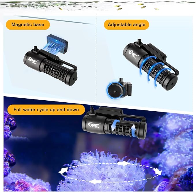 hygger Aquarium Wave Maker 1321 GPH 12W, Adjustable Cross Flow Pump with LED Display Controller, Magnetic DC 24V Aquarium Powerhead for Freshwater and Marine Reef Aquariums Up to 60 Gallon