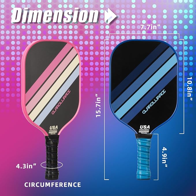 Pickleball Paddles Set of 2 | 4 Pickleball Rackets, USAPA Approved Pickleball Set, Fiberglass | Carbon Fiber Surface & 13 mm PP Honeycomb Core,4 Indoor & Outdoor Pickle Balls