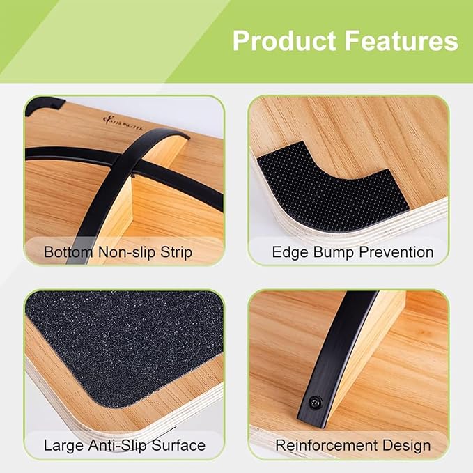 StrongTek Balance & Stability Kit – Wooden Rocker Balance Board + Extra Wide Foam Balance Pad for Physical Therapy, Fitness, and Core Training