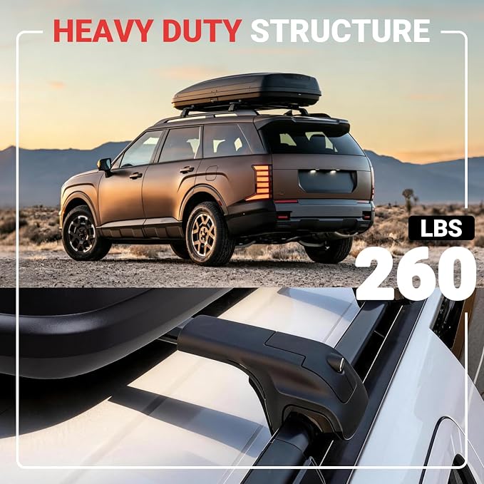 Roof Rack Cross Bars Compatible with 2026 Hyundai Palisade, 260 LBS Aluminum Crossbars Rails Cargo Rooftop Bike Snowboard Skiboard Luggage Rack Cargo Carrier