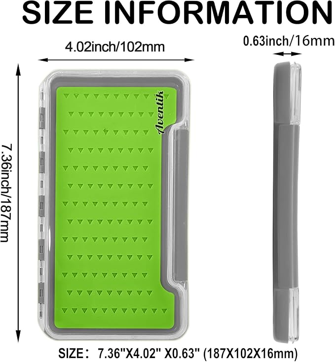 3 PC Fly Fishing Box Silicone Super Slim Waterproof Fly Fishing Tackle Trays Box Best Pocket Storage 7.36"X4.02"X0.63" (Waterproof-Green Silicone B)