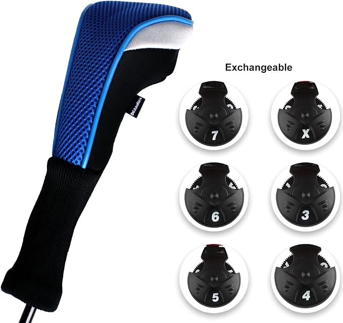 Andux 6pcs/Set Golf Club Head Covers Woods Hybrid Long Neck | 3 Hybrid Club Head Covers + 3 Woods Club Head Covers
