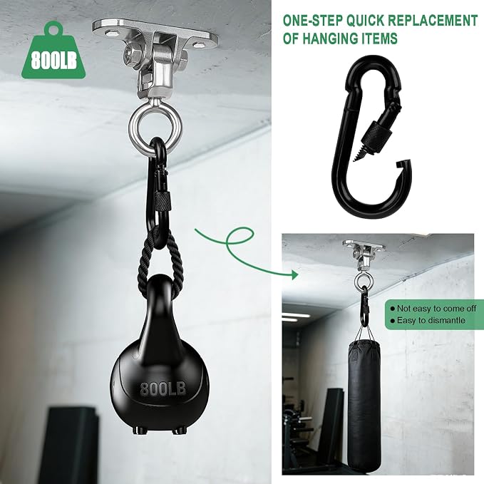 Swing Hanger Heavy Duty 360° +180° Smooth Rotation Swing Set Accessories 900Lb Capacity Playground Porch Swing Set Indoor Outdoor