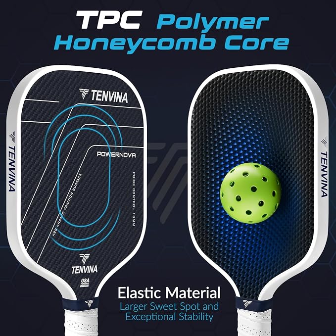 TENVINA Pickleball Paddles, Multi-Layer T700SC Textured Carbon Fiber Pickleball Paddle, Pickle Ball Paddle with Strong Spin & Power Surface, 4-Types of Shapes and Thicknesses, USAPA Approved