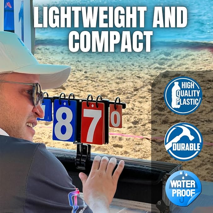 Scoring Board – Wearable & Attachable Manual Cornhole Scoreboard - Score Keeper for Beach Volleyball, Tennis, Ping Pong – Weatherproof Portable Scoreboard for Easy Scoring