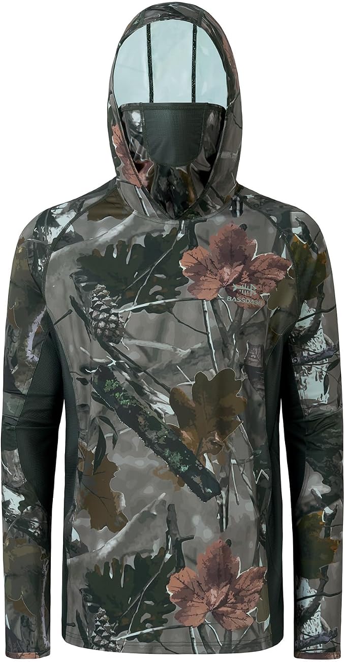 BASSDASH Men's UPF 50+ Camo Long Sleeve Hunting Fishing Hoodie Shirt