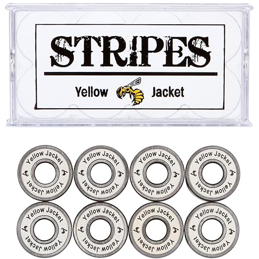 Yellow Jacket Premium Skateboard Bearings, Pro Longboard Bearings, 608, ABEC 9, White Lightning (Pack of 8)