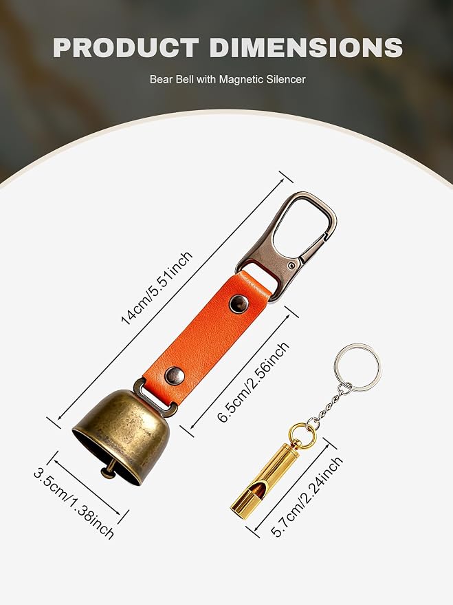 CHADWICK Bear Bell with Magnetic Silencer & Brass Whistle,1 or 2 Pack in Elegant Gift Box, Ideal Gift for Hikers, Campers, and Outdoor Enthusiasts
