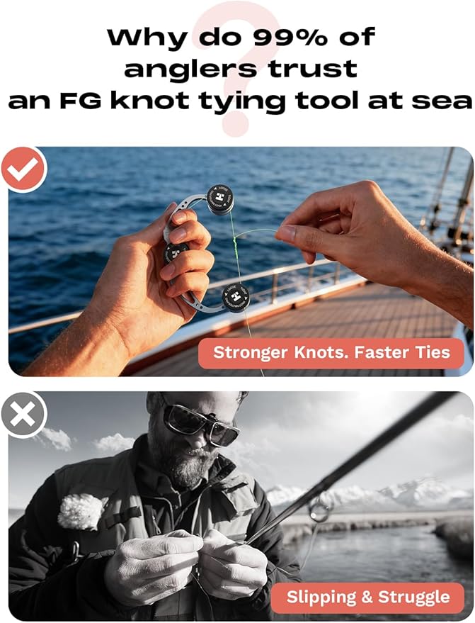 HOOK-EZE Titanium Fishing Pliers, 4.1" Saltwater Resistant Fishing Scissors, FG Knot Tying Tool, GT Knot Assist for Braid to Leader Connection, Adjustable Tension