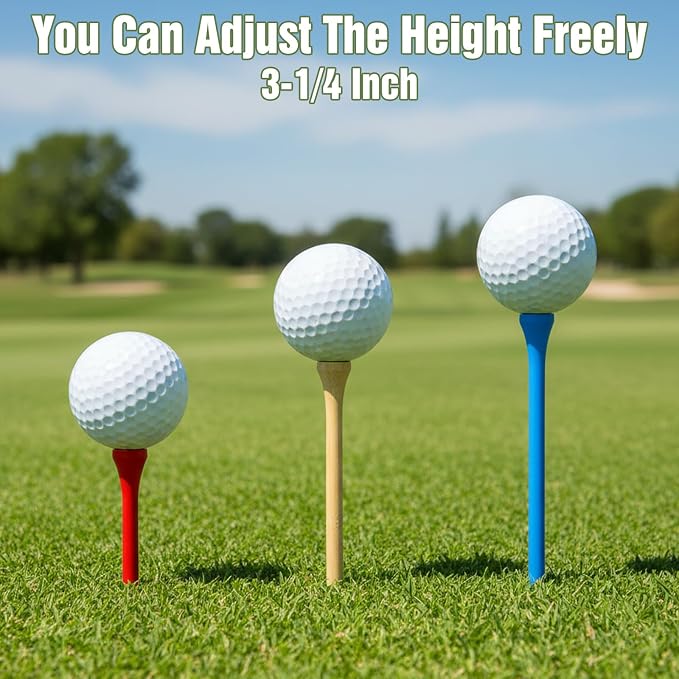 500 Pieces Color Golf Tees Wood Golf Tees Bulk 3-1/4 Inch Unbreakable Long Colored Tall Golfs Tee for Men Women Kids Balls Game