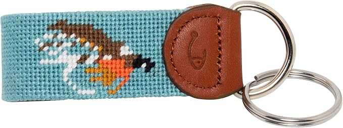 Leather Hand-Stitched Needlepoint Key Fob or Key Chain