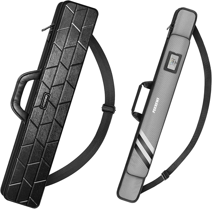 PEKREWS 1x1 Soft Cue Bag Grey & 4x4 Hard Pool Cue Case Black Set