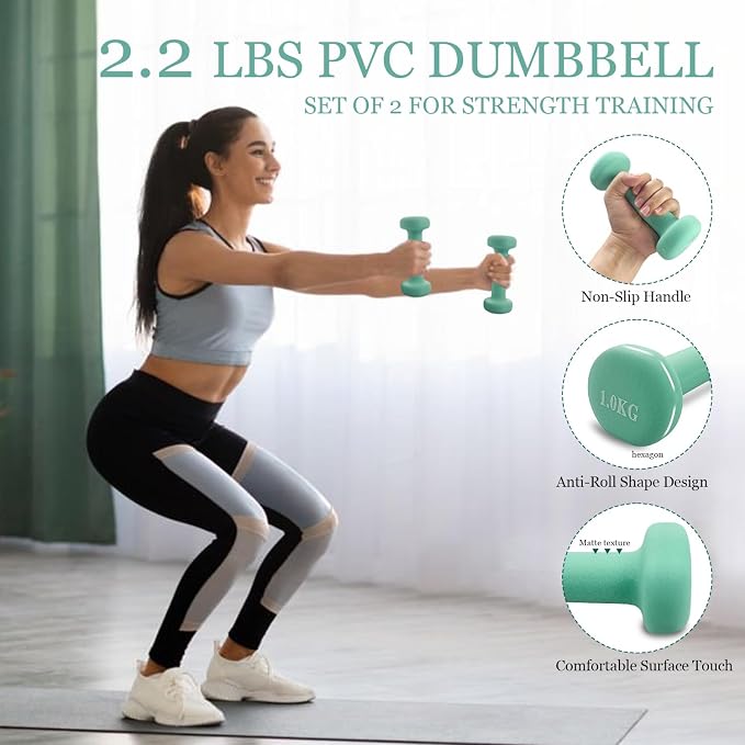 HIMESPORNER Pilates Equipment Kit for Home Workout, Pilates Ring and Ball Set with 2.2lb *2 Dumbbells, Fabric Resistance Bands, Tape Measure, Bag, Pilates Essentials Accessories for Women Yoga