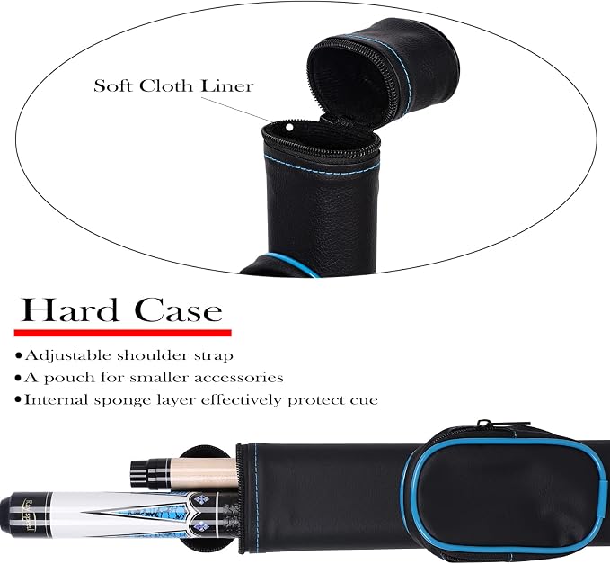 Pool Cue Stick Low Deflection Shaft Billiard Cue Stick with Hard Case 19-20 oz Professional Pool Stick