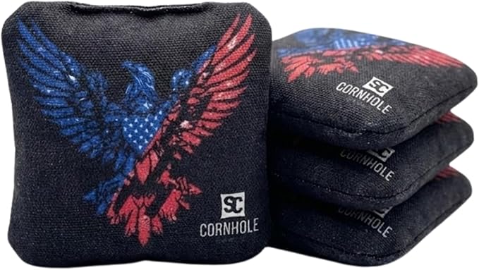 Professional Dual Sided Cornhole Bags- 16 oz 6x6 w/Premium Resin Fill - Official Tournament Slide/Stick Pro Bean Bags - Regulation/Approved