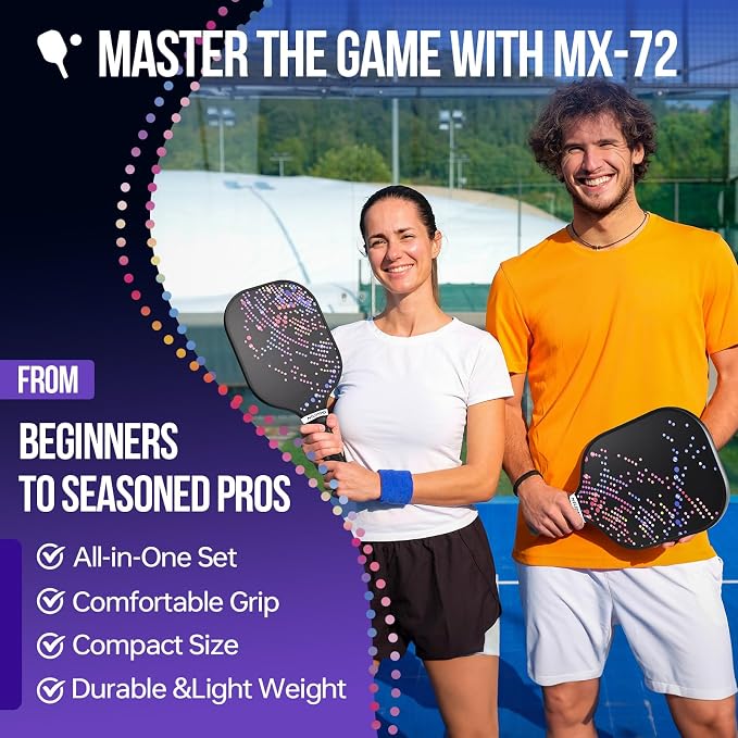 niupipo Pickleball Paddles Set of 2 or 4, USAPA Approved Fiberglass Pickleball Paddle Set with Balls and Bag, Polypropylene Honeycomb Core, Lightweight Pickleball Paddles for Beginners Men Women