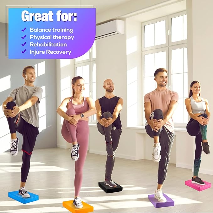 Hanaive 2/4/6 Pcs Balance Pad Foam Pad 11.81 x 7.87 x 1.97 Inch Yoga Mat Non Slip Cushion Exercise Knee Mat for Fitness Stability Stretching, Pilates, Physical Therapy, Core Trainer